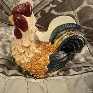 Colorful Ceramic Rooster Napkin Holder
